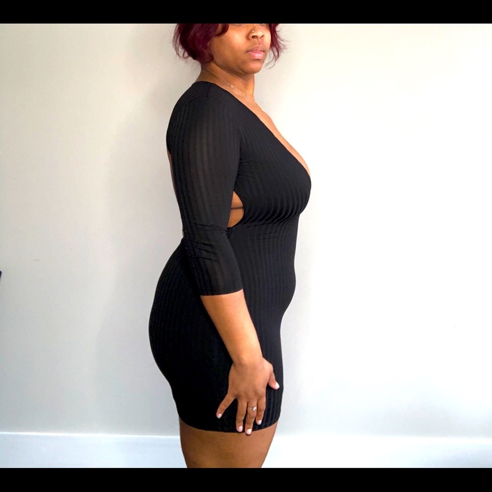 Black deep plunge dress